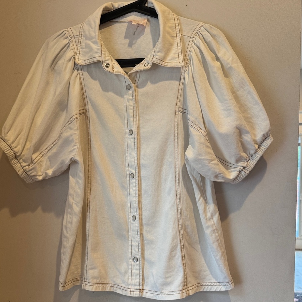 Puff Sleeve Entro Top Pearl Snap